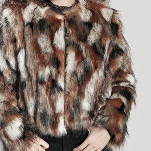 Multicolor Faux Fur Cropped Jacket